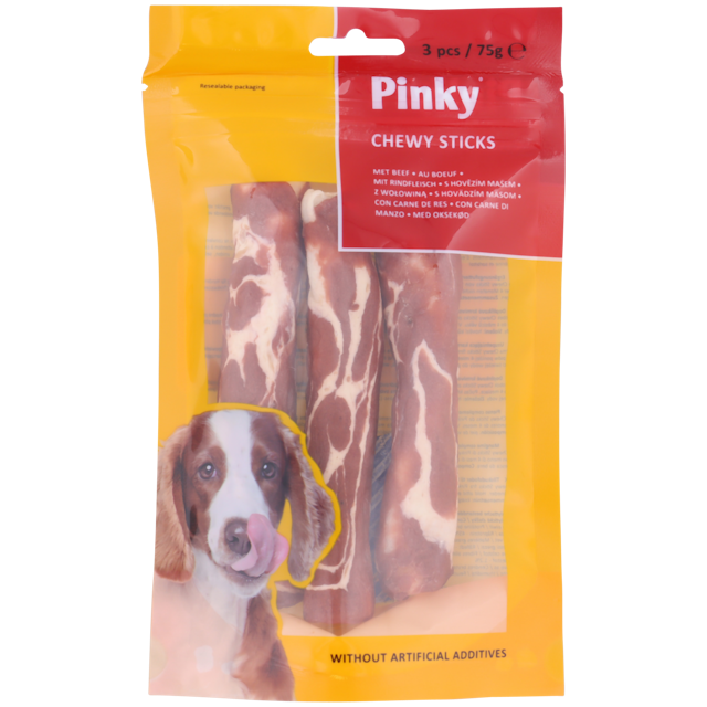 palitos para masticar comida de perro Pinky
