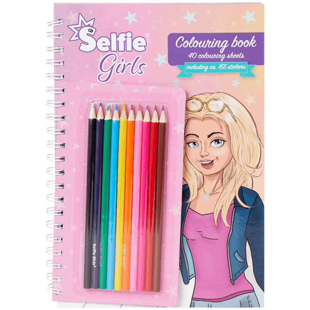 Libro para colorear y con adhesivos Selfie Girls