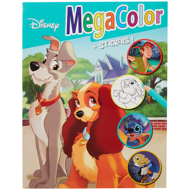 Libro para pintar y pegar adhesivos MegaColor Disney