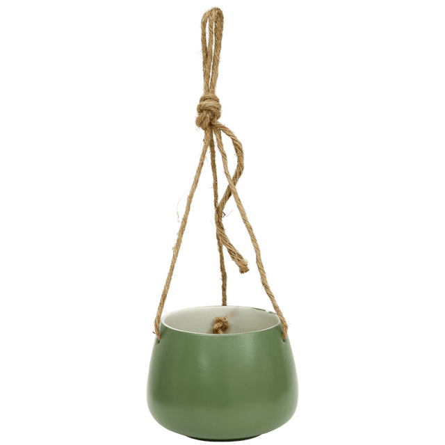 Pot suspendu en céramique à une corde