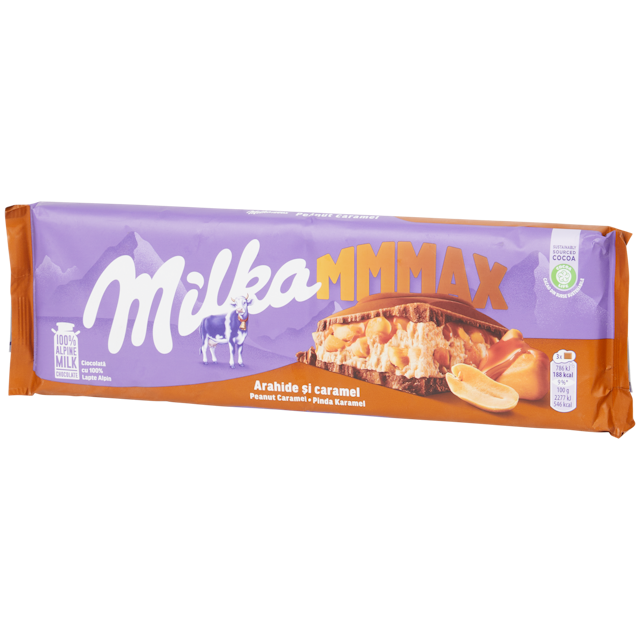 Barra de chocolate Milka Mmmax Cacahuete y caramelo