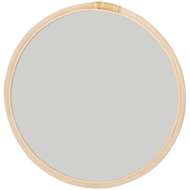 Specchio con bordo in rattan