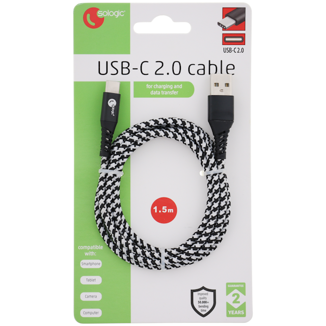 Kabel USB-C do ładowania i przesyłania danych Sologic