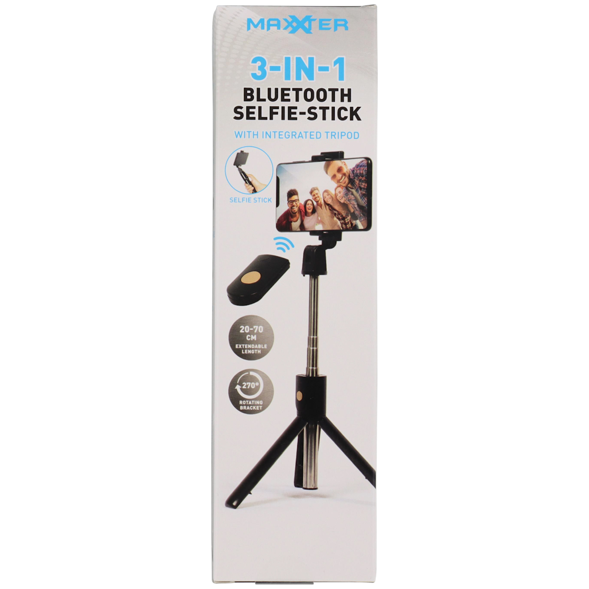 Selfie tyč s bluetooth 3-v-1 Maxxter