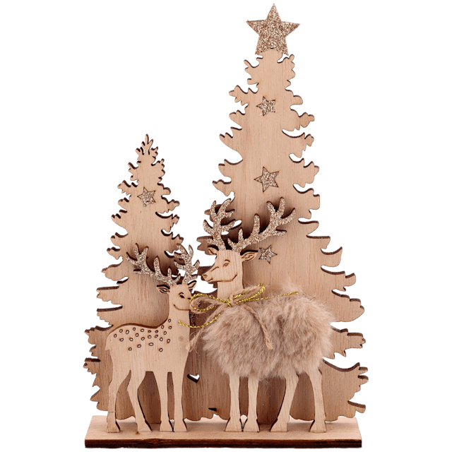 Hölzerner Weihnachtsbaum mit Hirschen
