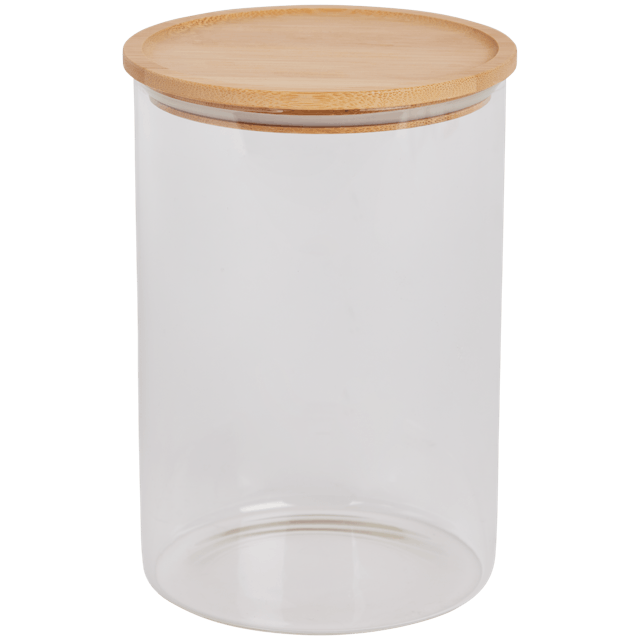 Pot de conservation en verre avec couvercle en bamou