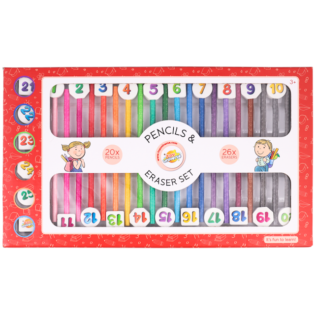 Crayons de couleur et gommes