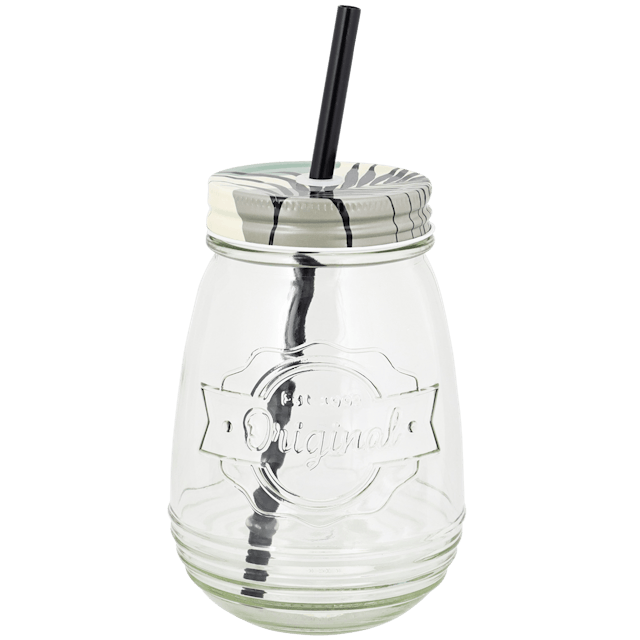 Vaso de cristal con pajita