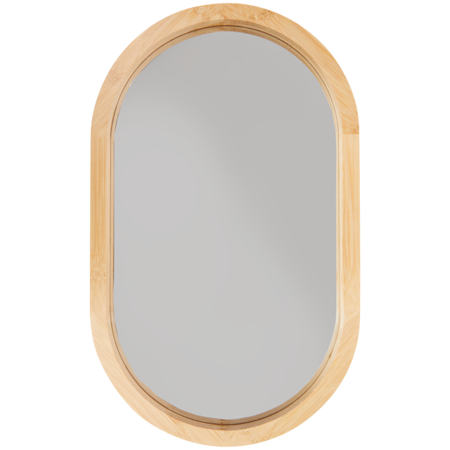 Miroir ovale à bord en bois
