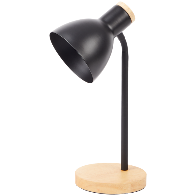 Lámpara de mesa con pie de madera