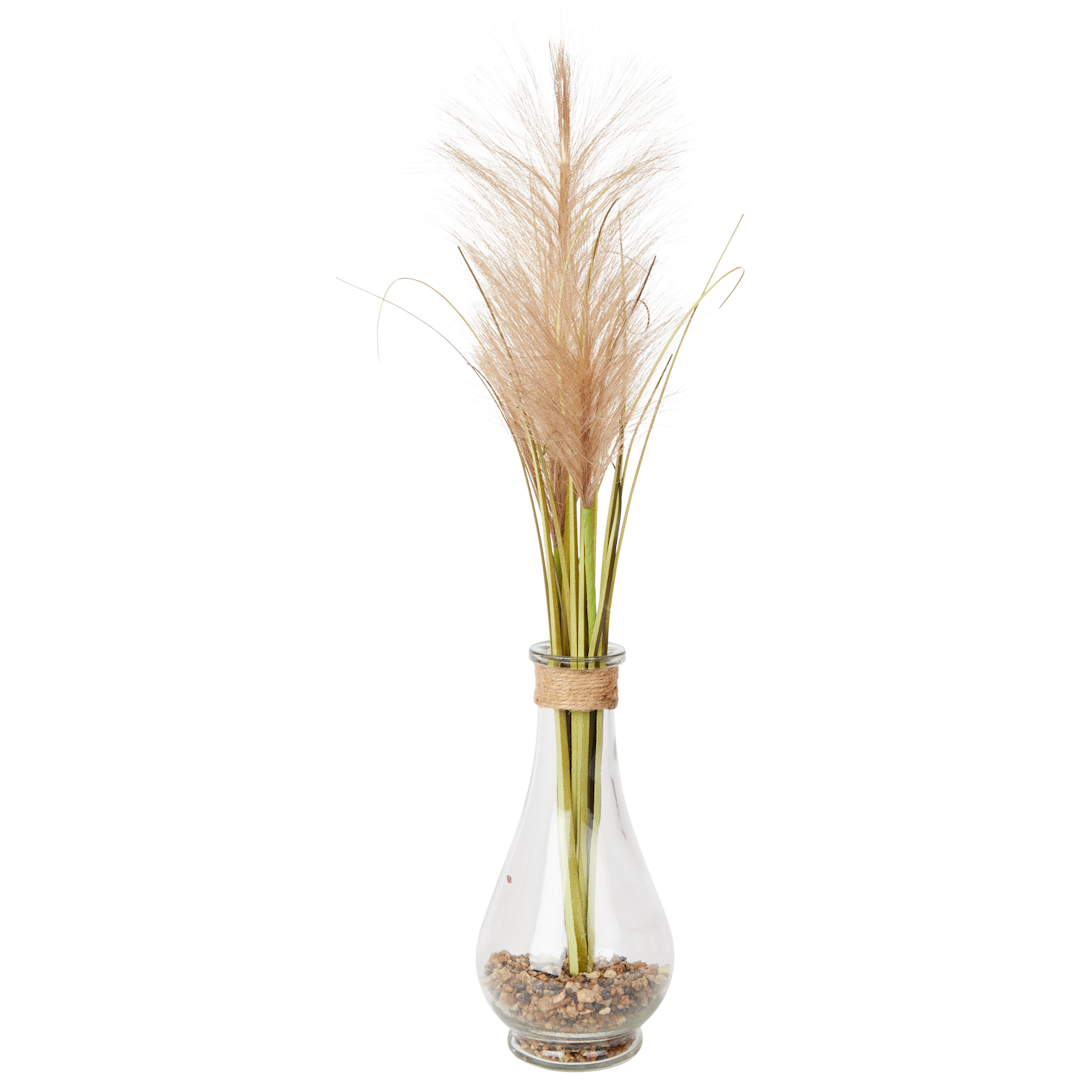 Skleněná váza s travním trsem