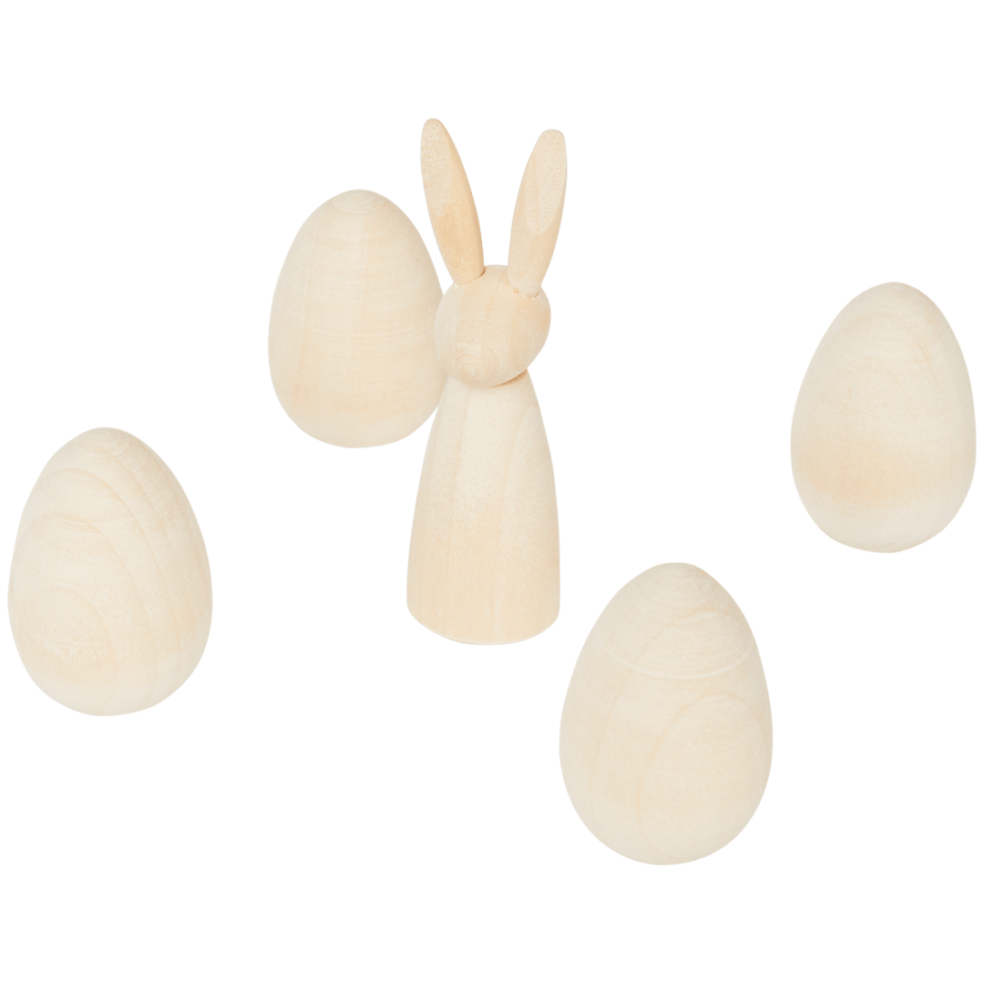 Houten haasje en eieren