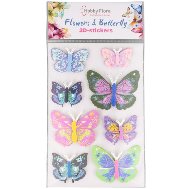 Samolepky s motýly a květinami Hobby Flora
