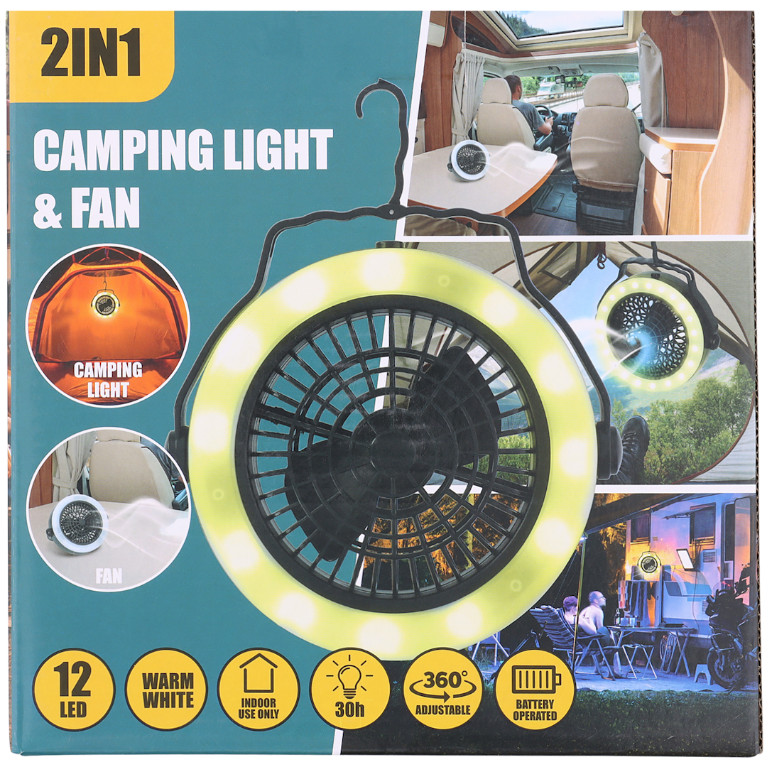Lámpara y ventilador de camping