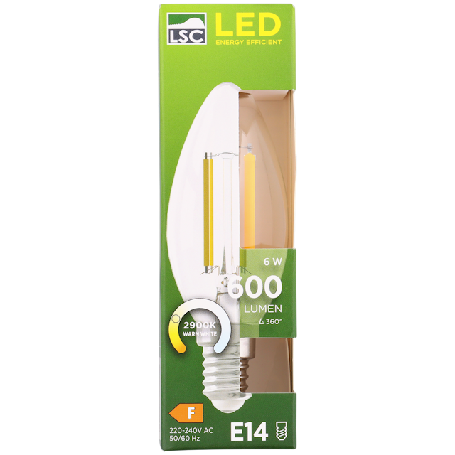 LED žárovka s vláknem ve tvaru svíčky LSC