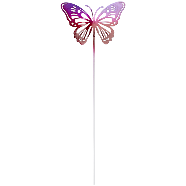 Metalická zapichovací zahradní dekorace s motýlem