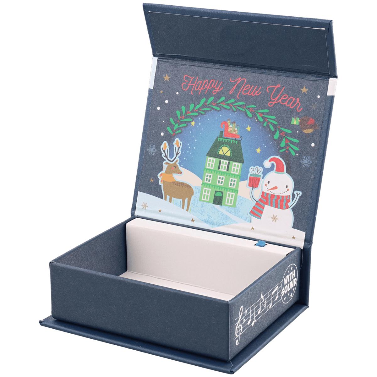 Geschenkschachtel mit Weihnachtsmusik