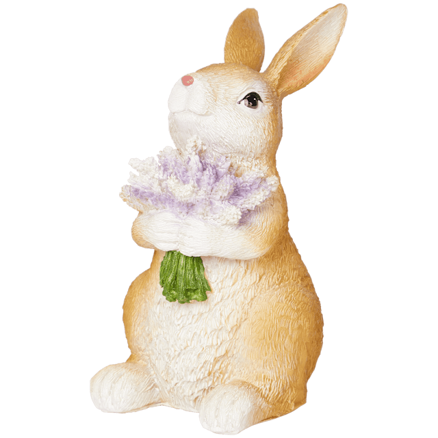 Beeld konijn met bloemen