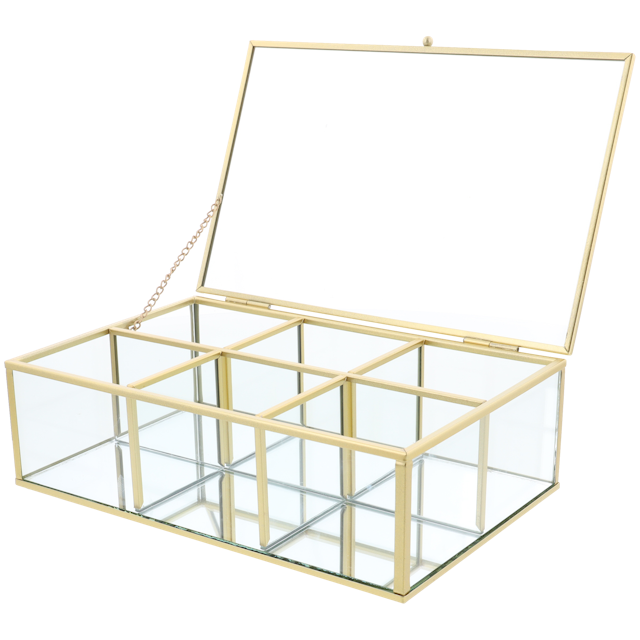 Szklane pudełko do przechowywania z lustrem