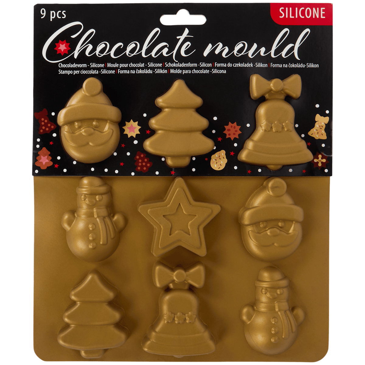 Chocoladevormen in kerstthema