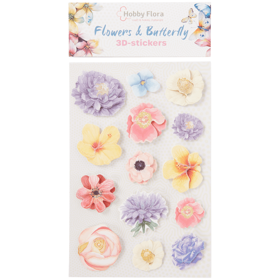 Autocollants papillons et fleurs Hobby Flora