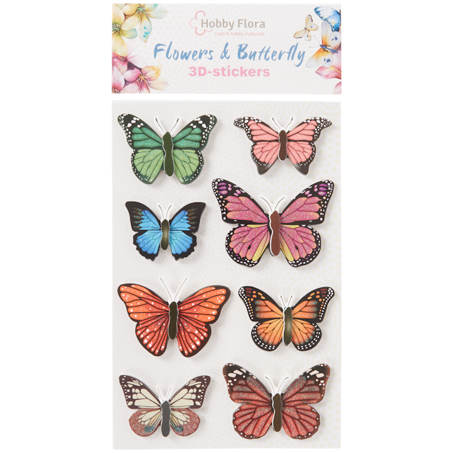 Autocollants papillons et fleurs Hobby Flora