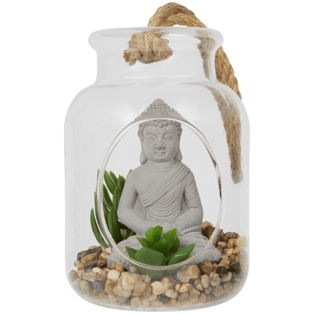 Boeddha in glazen hanger