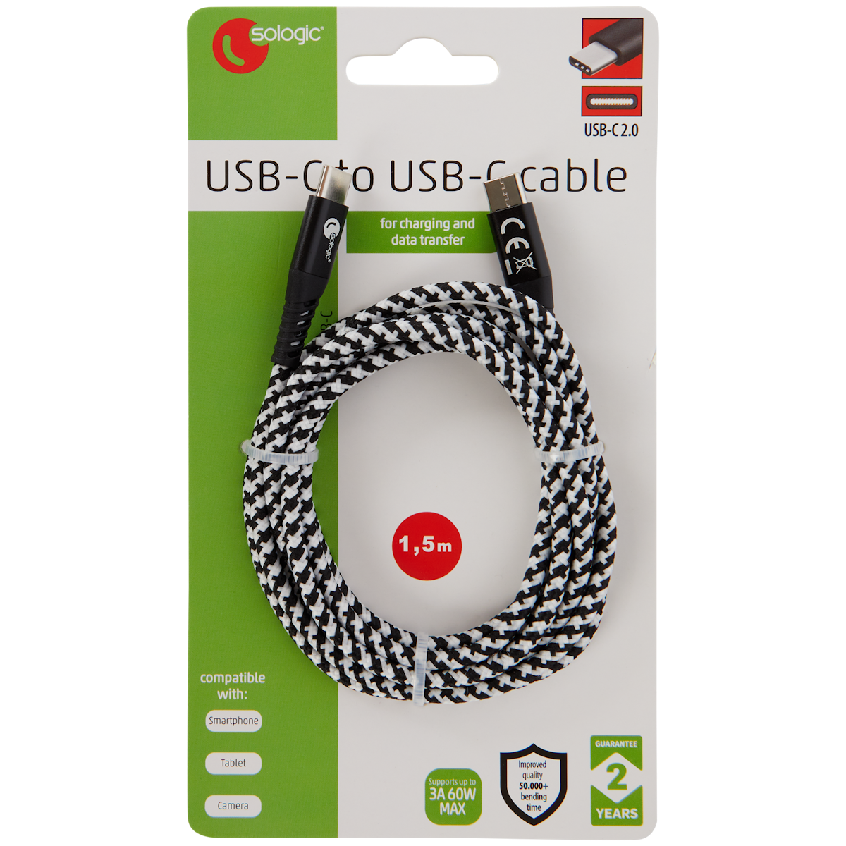 Datový a nabíjecí kabel USB-C Sologic
