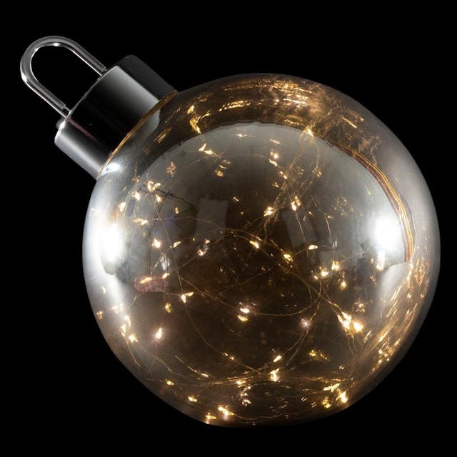 Glazen kerstbal met led-verlichting - 25 cm