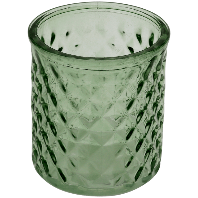 Teelichthalter aus Glas mit Relief  
