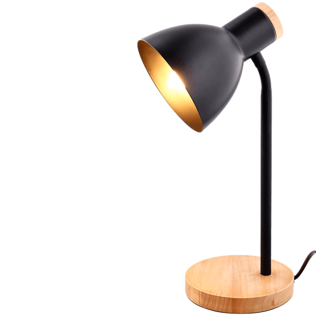 Lampe de table avec pied en bois
