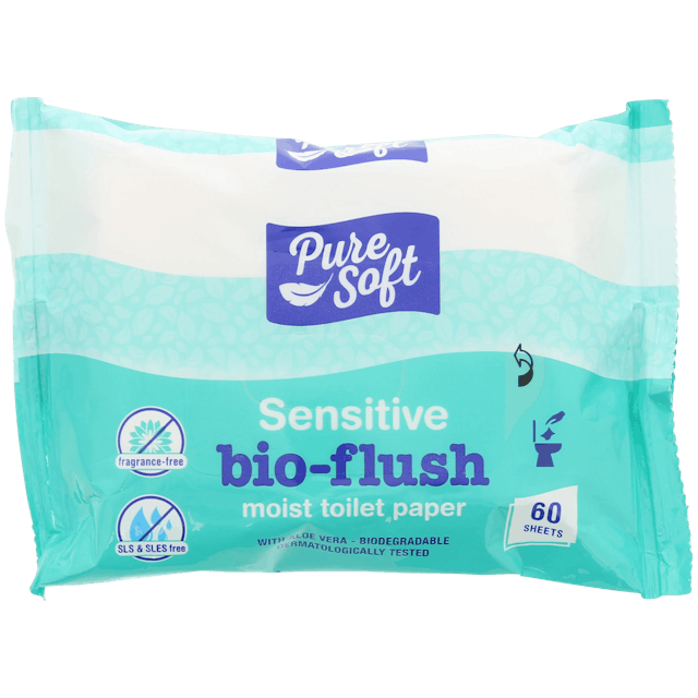 Vlhčený toaletní papír Sensitive Pure Soft Bio-flush