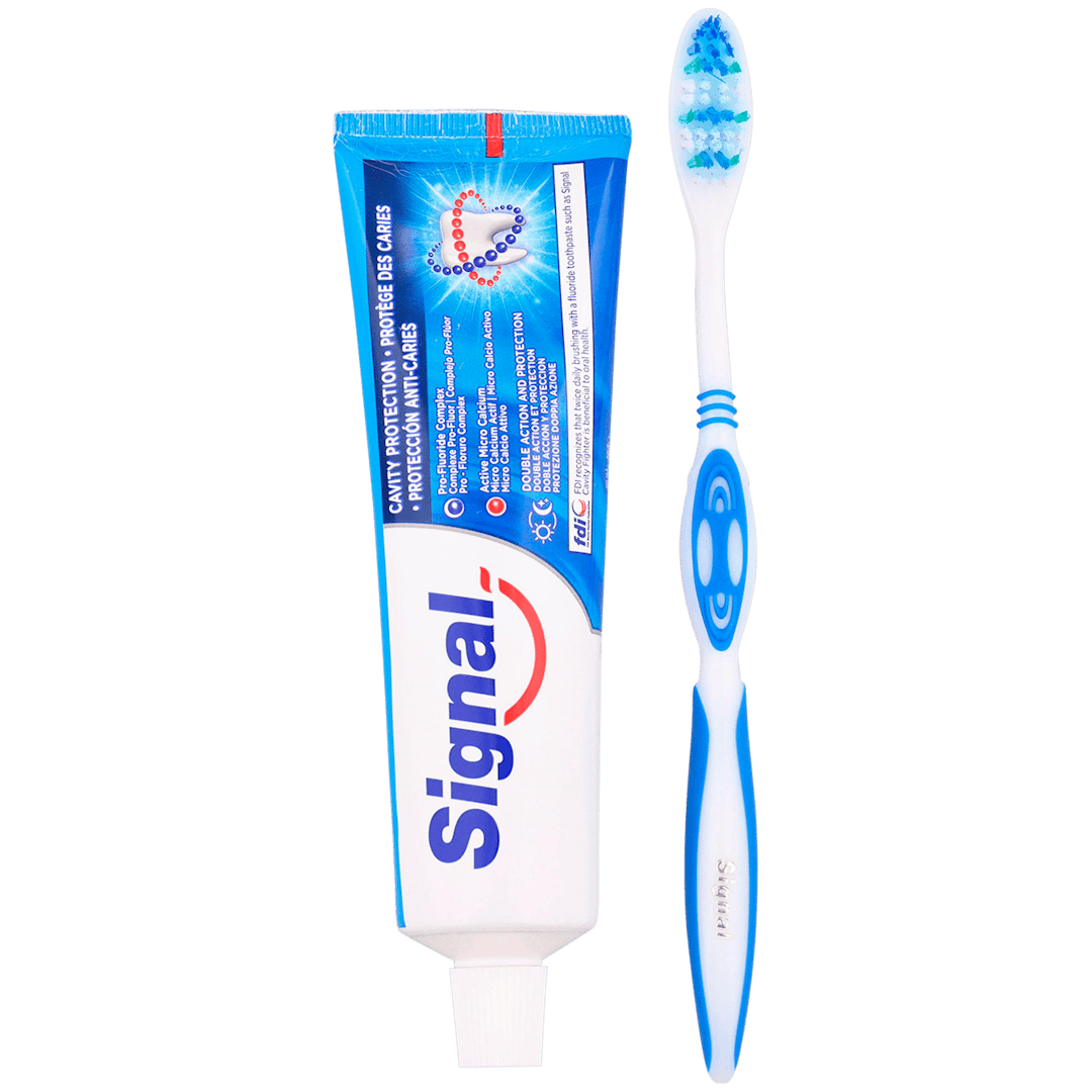 Dentifrice et brosse à dents Signal Protection contre les caries